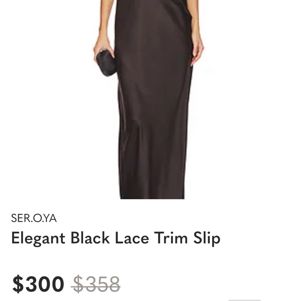 SER.O.YA Black Satin Maxi Slip Skirt